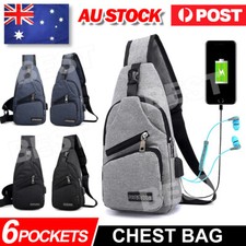 Men Chest Bag Shoulder Backpack Sling Cross Body Satchel Travel Outdoor USB AU Backpack (Outdoor) price