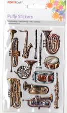 Vintage Wind Instruments Enamel Look Embossed Stickers Wind Instruments price