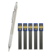Mechanical Pencil 1.3mm with 5Pcs Refills, Silver Mechanical Pencil price