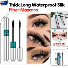 Thick Long Waterproof Silk Fiber Mascara Makeup Cosmetic Silver Tube Mascaras price