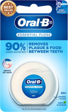 Essential Waxed Dental Floss Mint 50m Strong Plaque Removal Fresh Breath Dental Floss price