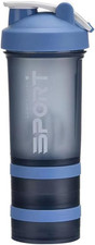 Blue 500Ml 3 Tier Milkshake Sport Pill Water Bottle Powder Protein Shaker Drink Protein Powders price