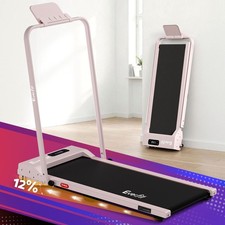 3-in-1 Foldable Walking Pad Treadmill 12% Incline Under Desk Home Gym Pink Treadmills price