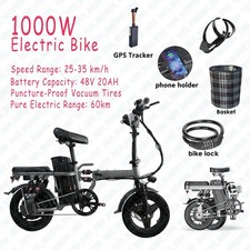 Foldable Electric Bike 1000W 50KM/H Protable Commuter Travel Bicycle E Bike 48V Electric Bicycles price