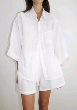 DEIJI STUDIOS the 03 set white SHIRT Blouse top 100% Linen button down Like New Blouse price