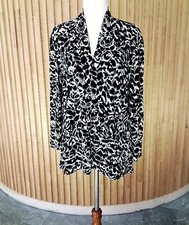 PERRI CUTTEN Black & White Floral Stretch Blouse L 14 Blouse price