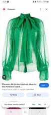 ATU Body Couture Green Sheer Silk Pussybow Blouse M 10-12 DESIGNER! Blouse price