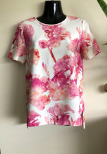 David Lawrence womens blouse fuchsia & white floral short sleeve size 6 - VGC Blouse price