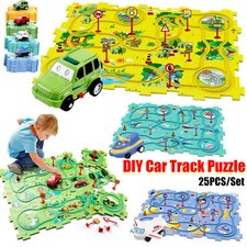 25PC Kids Puzzle Track Play Set Montessori Puzzles Educational Car Game Gift Toy Education Sets price