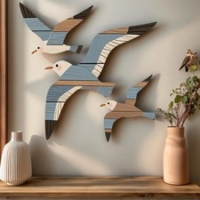 3PCS Wooden Seagull Wall Decor – Nautical Beach Coastal Wall Art Wooden Wall Art price