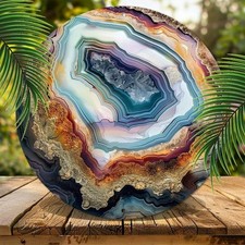 1 Pc 8in Wooden Colored Agate Round Wall Plaque Home Decor Photo Prop Art Wooden Wall Art price