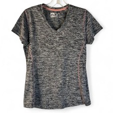 RBX Activewear Womens Short Sleeve Gym Shirt Space Dye Heather Grey Pink Trim S Fitwear (Fitness Clothing) price