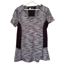 RBX Athletic Top Womens Size Medium Gray Black Fitness Workout Short Sleeve Fitwear (Fitness Clothing) price
