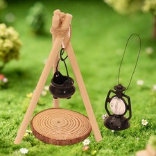 Miniature Camping Cooking Set Lamp for Micro Landscape Fairy Garden Festival Camping Set & Festival Package price