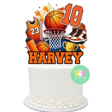 Basketball Cake Topper CUSTOM. Lolly Bag Party Cupcake Balloon Banner Green Flag Basketball Products price