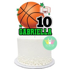 Basketball Cake Topper CUSTOM. Lolly Bag Party Cupcake Balloon Banner Green Flag Basketball Products price