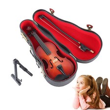 Mini Violin Miniature Musical Instrument Wooden Model with Support and Case NEW Musical Instrument Case & Bag price