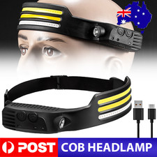Waterproof COB LED Motion Sensor Head Torch Headlight USB Rechargeable Headlamp Headlamp price