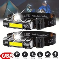 1-2Pack USB Rechargeable Waterproof LED Headlamp Headlight Head Light Flashlight Headlamp price
