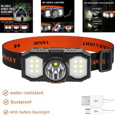 Super Bright Head Torch Headlight LED USB Rechargeable Headlamp Camping Hiking Headlamp price