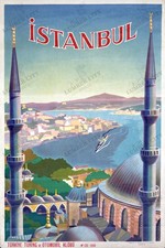 Vintage Istanbul Turkey Travel Poster 1939 Tarik Uzmen Art Print Wall Modern Turkish History price