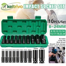 10PCS 1/2" Impact Wrench Drive Deep Impact Socket Set Metric (10-24mm) Sockets Sockets price