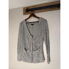 Banana Republic Cardigan Sweater Marled Zip Black White Knit Women's Medium Women's Sweater & Cardigan & Knitwear price