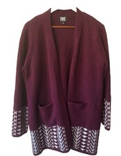 Frye Women's Aztec Knit Cardigan Sweater Dark Red Open Front Sz XL EUC Women's Sweater & Cardigan & Knitwear price