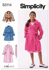 SIMPLICITY SEWING PATTERN 3114 GIRLS TEENS 7-14 TRENCH COAT & JACKET W/ TIE BELT Girls' Trench Coat price