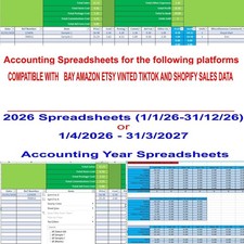 Bay Amazon Etsy Vinted Tiktok Shopify 2026 Accounting Spreadsheet Software Accounting Software price