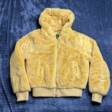 Haily's Faux Fur Coat Women’s L Golden Yellow Plush Jacket Soft Teddy Style Women's Coat price