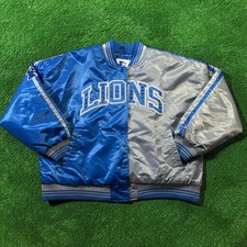 Starter Detroit Lions Women’s XL Satin Varsity Jacket Split Blue Silver NWOT Women's Coat price