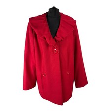 M&CO Cape Coat Women’s UK Size 18 Bright Red Ruffle Collar Big Button Jacket Women's Coat price