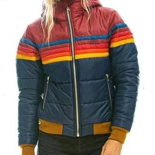 New Women's Casual Hooded Long Sleeve Cotton Jacket Rainbow Zipper Warm Coat Women's Coat price
