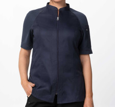 Chef Works Women's Arcadia Gray Zipped Up Short Sleeve Chef Coat - Medium Women's Coat price