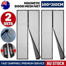 2x SET Magnetic Door Mesh Black Fly Screen Magic Magna Mosquito Bug Curtain Curtain Set price
