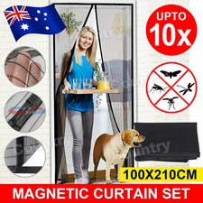 2 x SET Magnetic Door Mesh Black Fly Screen Magic Magna Mosquito Bug Curtain Curtain Set price