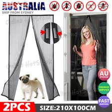 2x SET Magnetic Door Mesh Black Fly Screen Magic Magna Mosquito Bug Curtain Curtain Set price