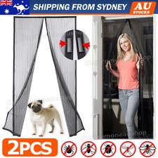 2x SET Magnetic Door Mesh Black Fly Screen Magic Magna Mosquito Bug Curtain Curtain Set price