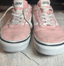 Vans Old Skool Kids Size 4 Pink Canvas Sneakers White Stripe Lace-Up Shoes Girls' Classic Shoes price