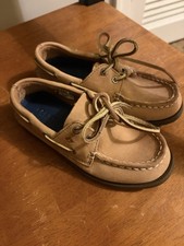 Sperry Boy’s Tan Leather Boat Shoes Lace-Up US 11 UK 10.5 Rubber Sole Boys' Boat Shoes price