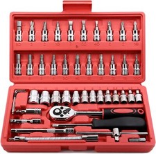 46 in 1 Socket Wrench Set W/ Case CRV 1/4" Drive Metric Extension Bar Truck Socket Set price