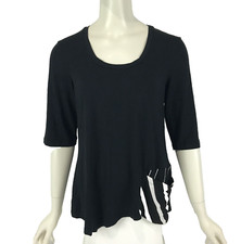 Jersey Girl Top Black Size 14 White Stripe Pocket Detail Stretch Half Sleeve Girls' Jersey price
