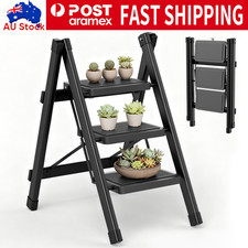 Steel Frame Wide Tread Step Ladder Folding 3 Step Ladder Plant Stander 250 kg Ladders price