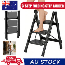 3-Step Folding Ladder Steel Frame Stool Portable Anti-Slip Heavy Duty 150kg Ladders price