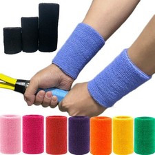 1 Pair Cotton Wristbands Wrist Band Bands Sweatbands Sweat Band for Sport Tennis Cotton price