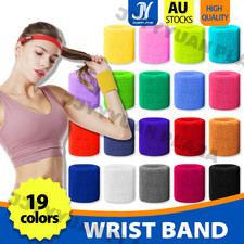 2x Sport Cotton Wristbands Wrist Bands Sweatbands Sweat Training Tennis Gym Yoga Cotton price
