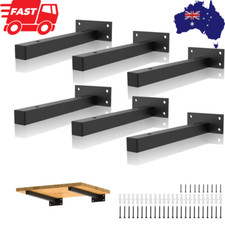 6" Heavy Duty Shelf Brackets - Black Metal, Wall Mount, Includes Hardware Wall Shelf price
