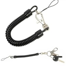 New Plastic Black Retractable Spring Coil Spiral Stretch Chain Keychain Key Ring Keychain price