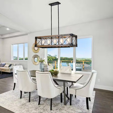 5 Light Black Color Candle Kitchen Island Linear Chandelier with Iron Shade Chandelier price